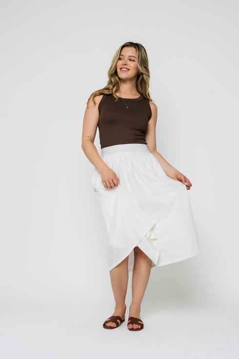 Lina-Stretch Eyelet Midi Skirt